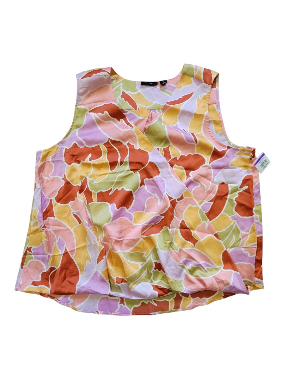 Has A Snag ❤️B2G1 Halogen 2X Faux Wrap Abstract Pattern Sleeveless V-neck Blouse